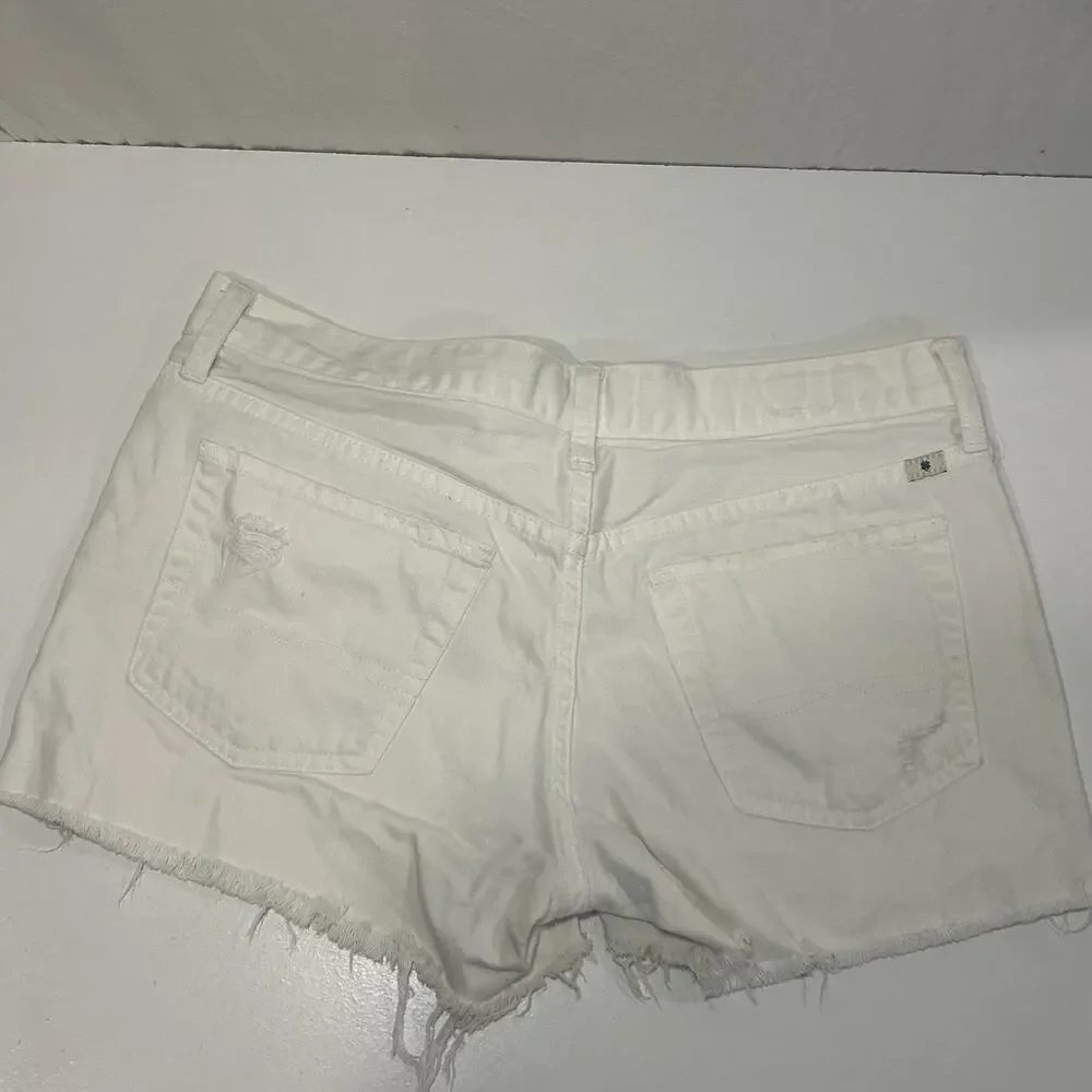 Lucky Brand Cut Off White Denim Shorts Size 6 Relaxed Raw Hem Women - Picture 4 of 10